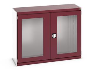 40014067.** cubio cupboard with window doors. WxDxH: 1300x525x1000mm. RAL 7035/5010 or selected
